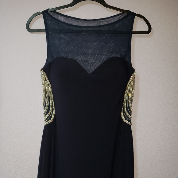 Simple Elegant Navy Blue Caché Floor Length Dress - Picture 3 of 8